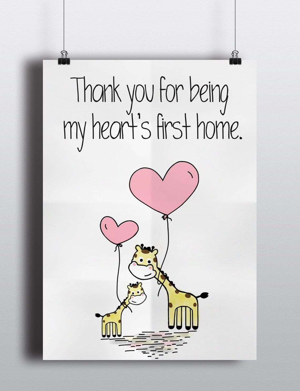 Thank You For Being My Hearts First Home Giraffe Mom Gift Poster - Image 2