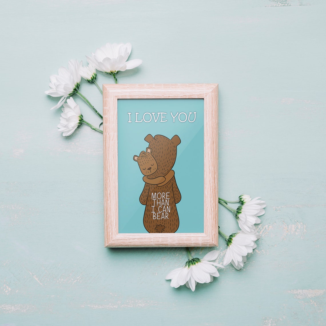 I Love You More Than I Can Bear Hugging Bears Valentines Poster