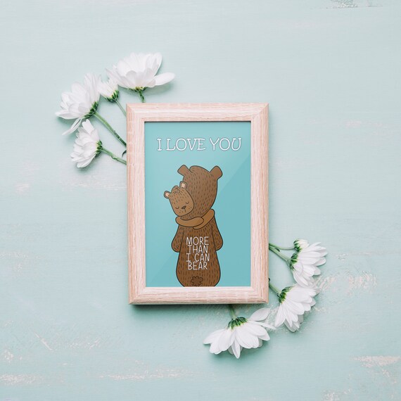 I Love You More Than I Can Bear Hugging Bears Valentines Poster