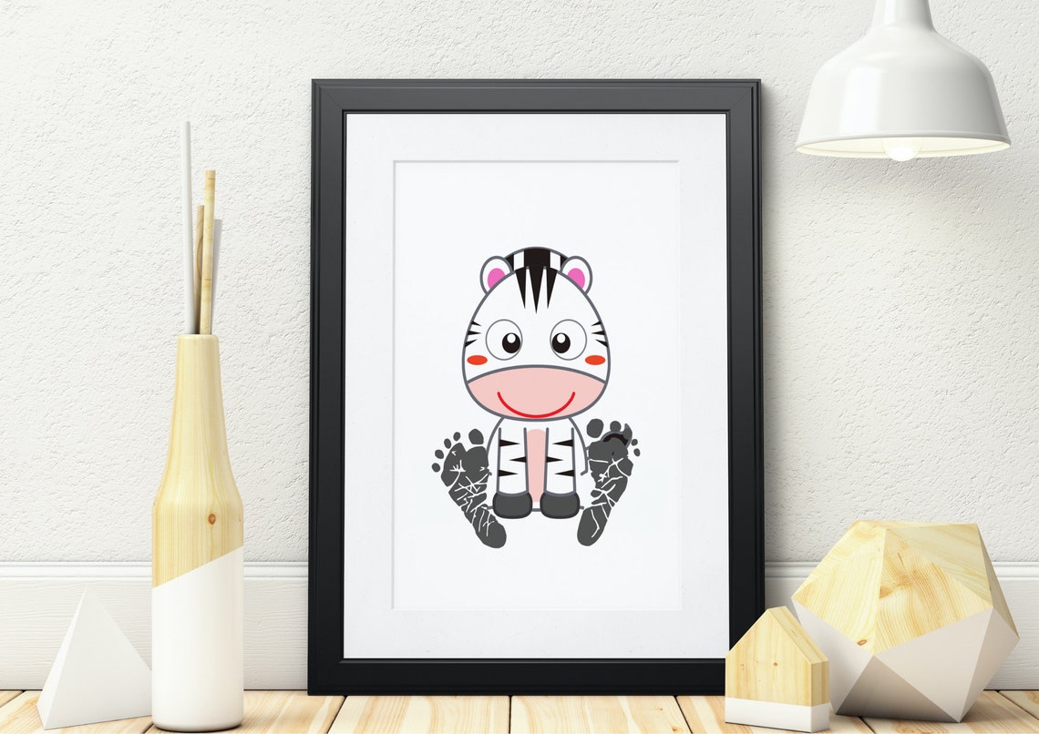 Cute Baby Zebra Footprint Nursery Animal Keepsake Art Poster - Image 2