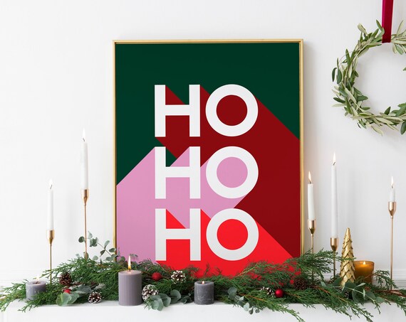 Ho Ho Ho Christmas Typography Bold Holiday Modern Graphic Xmas Poster