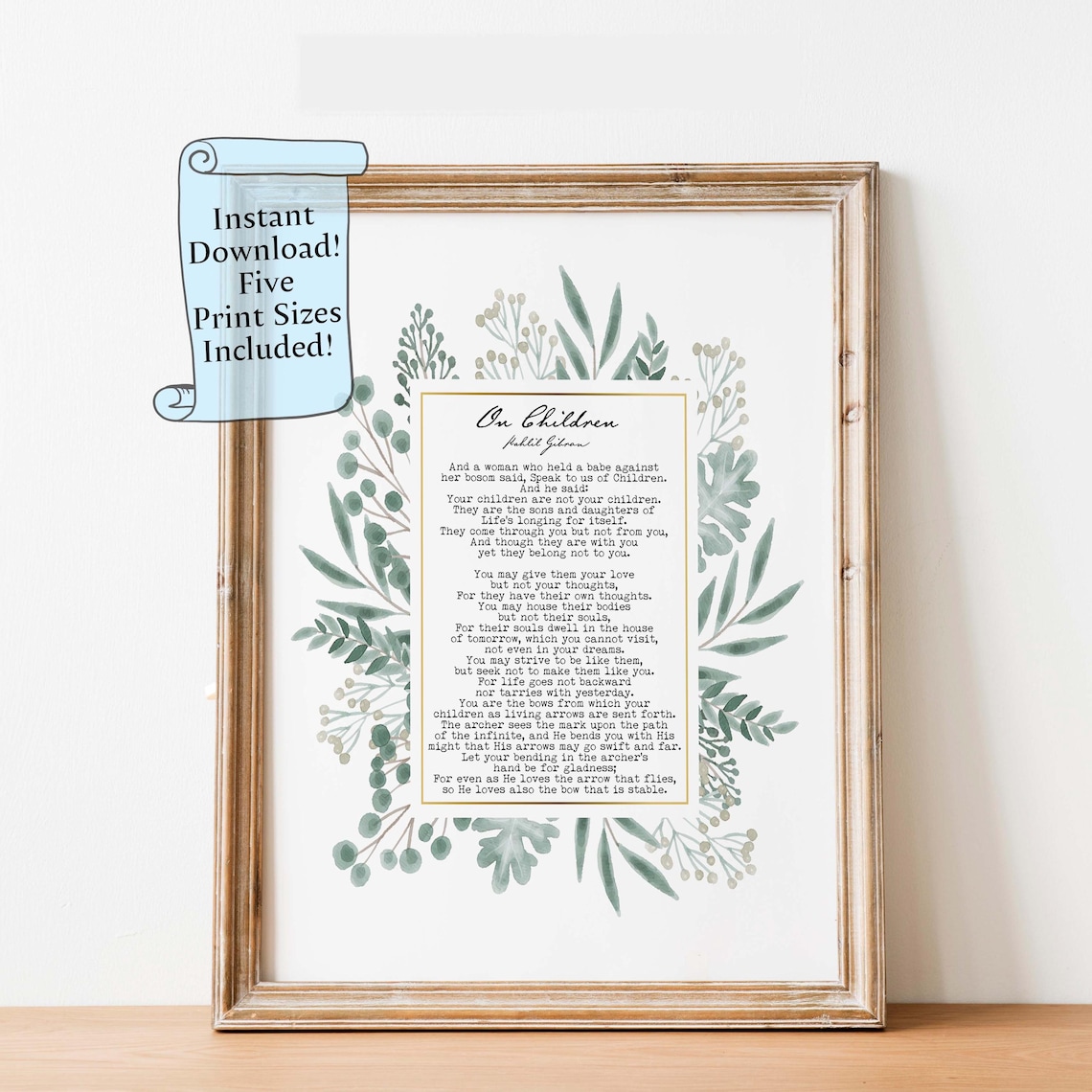 Kahlil Gibran On Children Poem Art Print