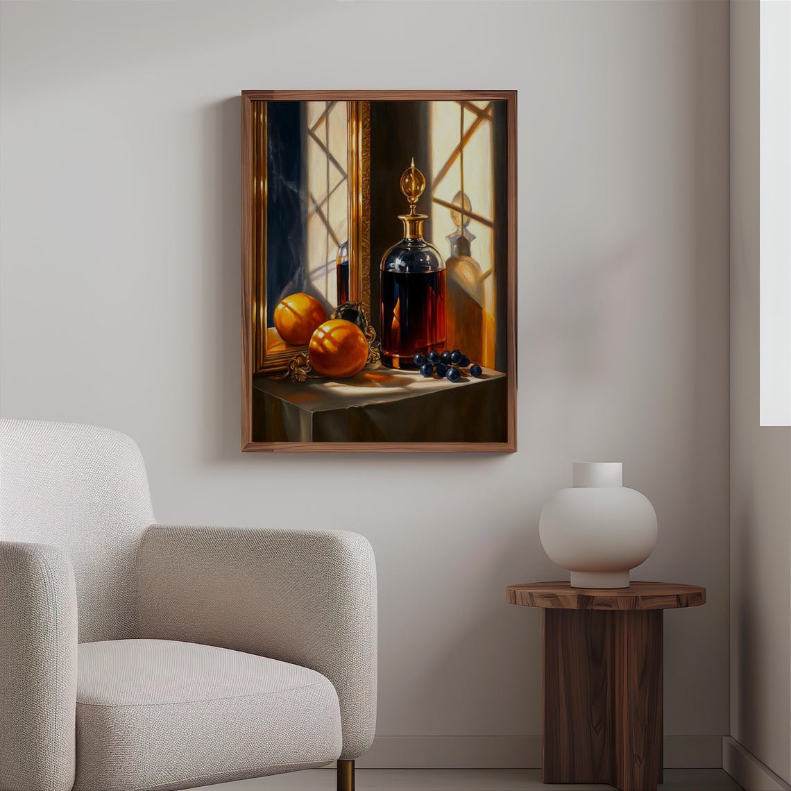 Amber Decanter Oranges Window Light Still Life Photorealism Print - Image 2