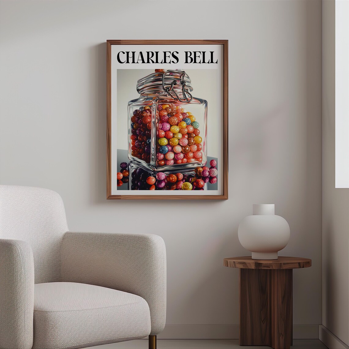 Charles Bell Inspired Glass Jar Candy Colorful Gumballs Pop Art Poster - Image 2