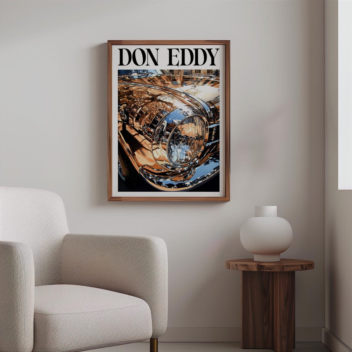 Don Eddy Style Classic Car Chrome Headlight City Reflection Art Poster - Image 2