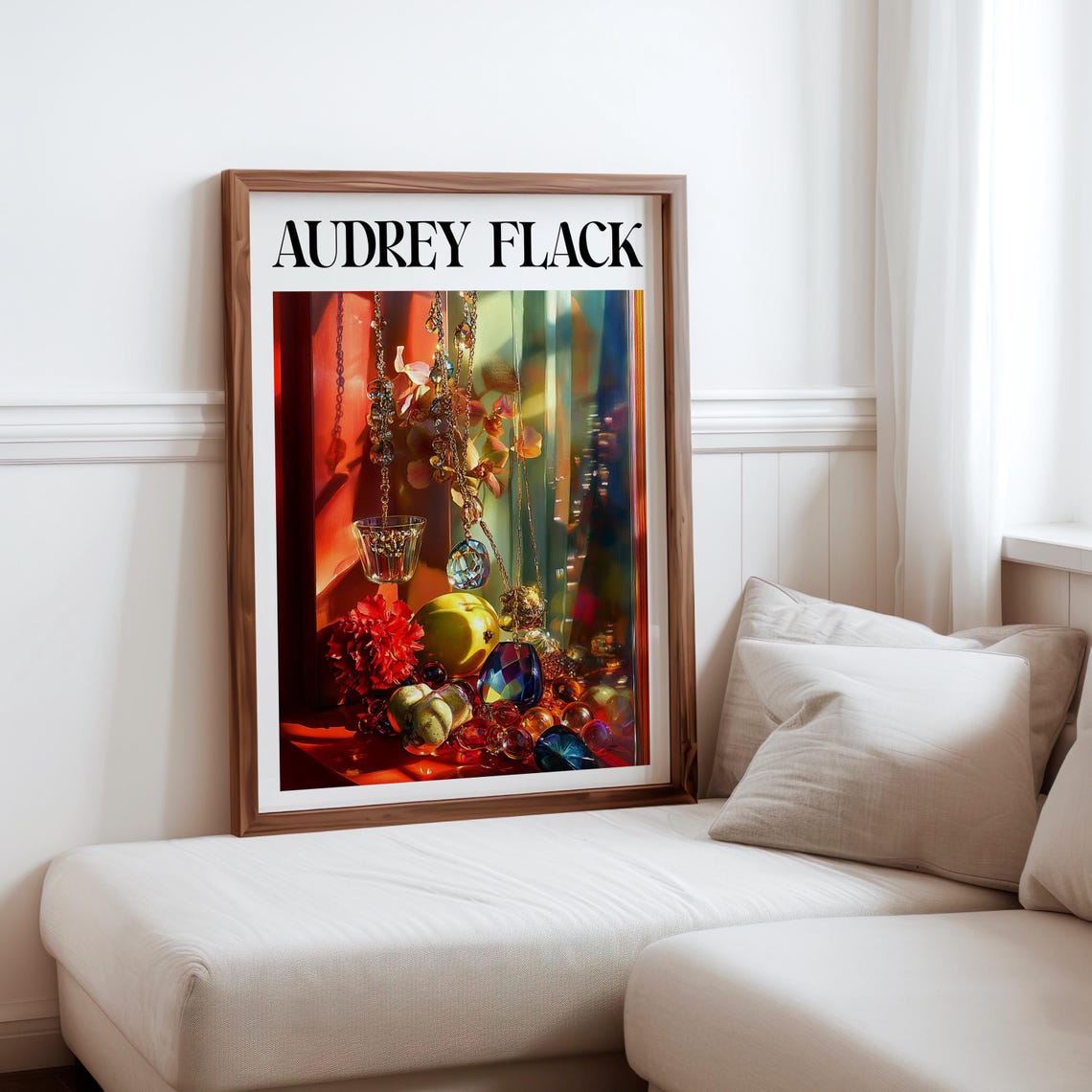 Audrey Flack Hanging Beads Gems Pomegranate Fiery Still Life Print