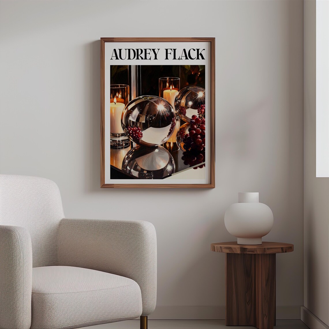 Audrey Flack Inspired Crystal Glass Spheres Candlelit Grapes Poster - Image 2