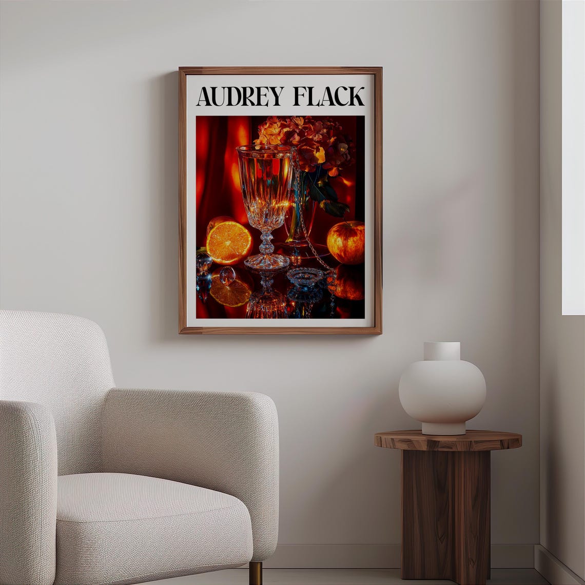 Audrey Flack Champagne Flute Citrus Hydrangea Still Life Art Print - Image 2