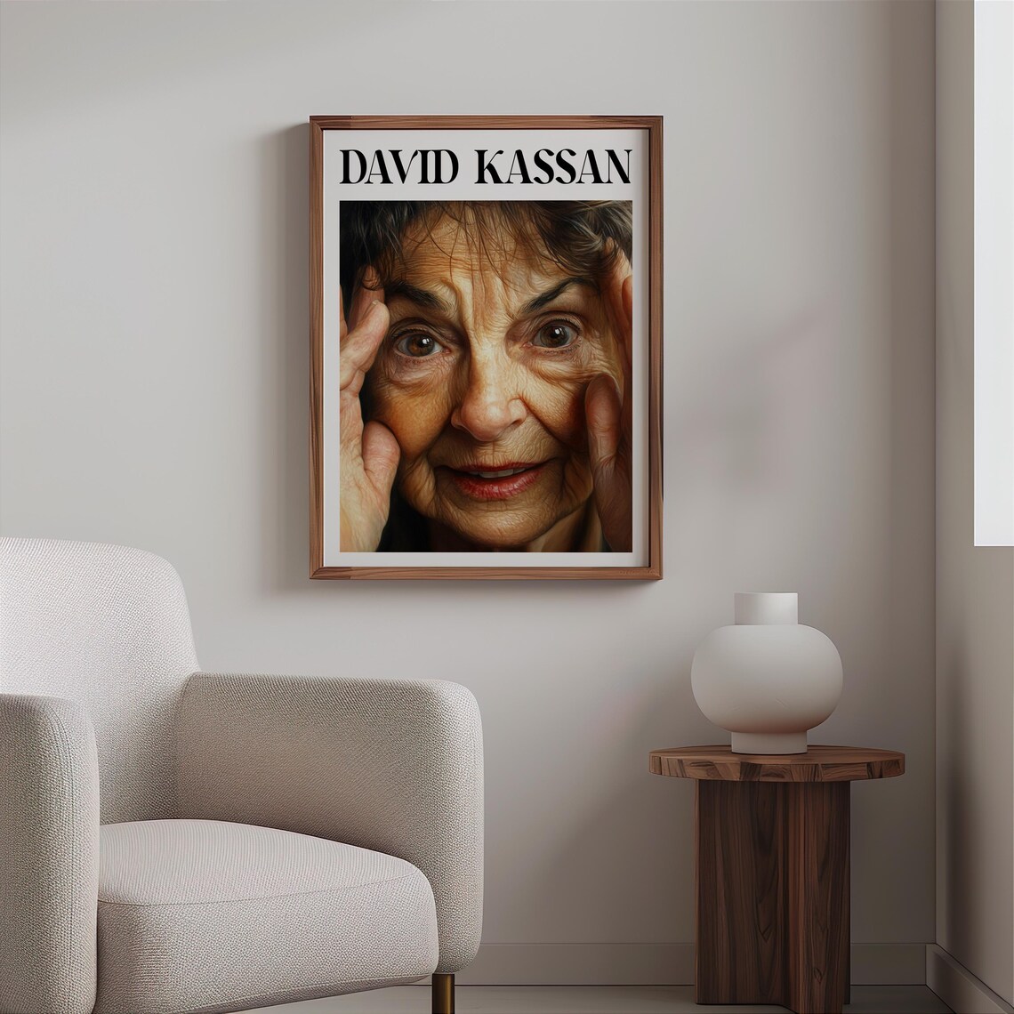 David Kassan Style Joyful Old Woman Smiling Photorealistic Art Poster - Image 2