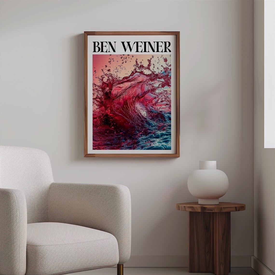 Ben Weiner Inspired Crimson Liquid Splash Wave Abstract Art Print - Image 2