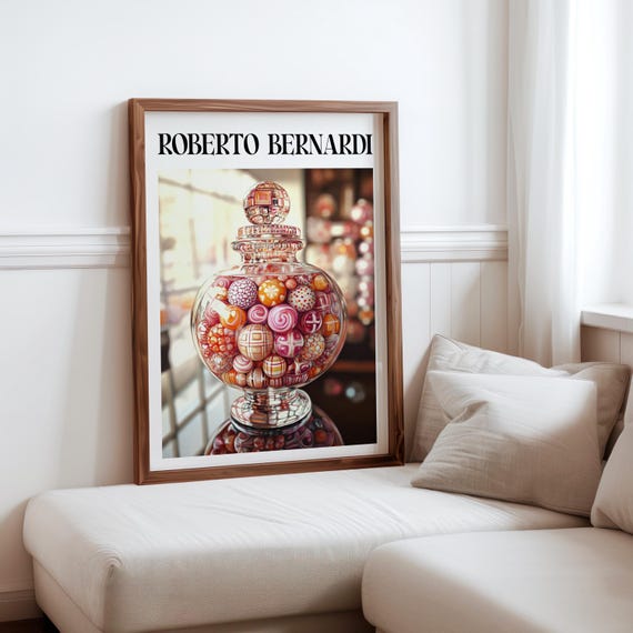Roberto Bernardi Inspired Poster Colourful Candy Sweet Jar Still Life Wall Art Print Bernardi Inspired Print Modern Home Wall Decor