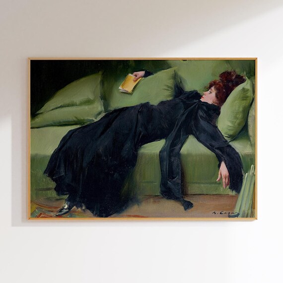 Decadent Young Woman Art Vintage Portrait After The Dance Moody Wall Decor Vintage Painting