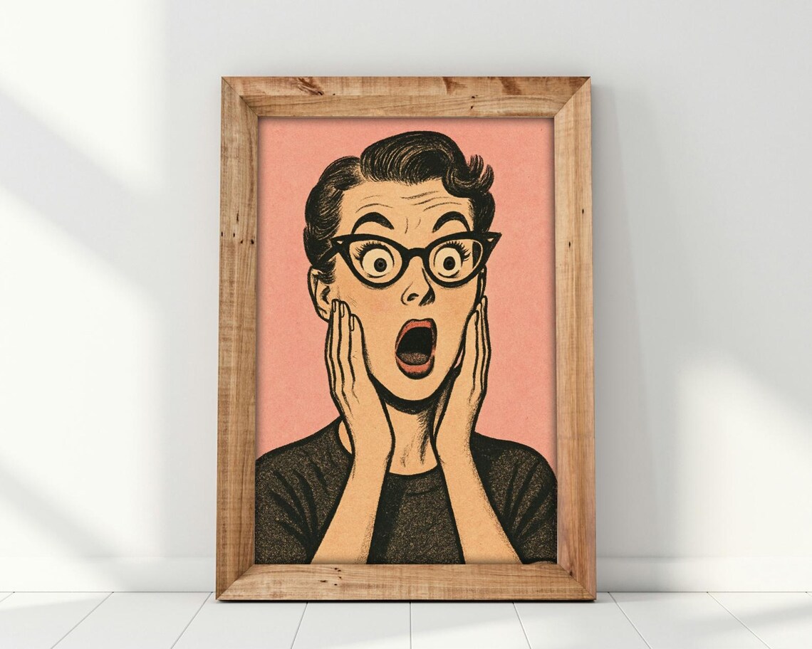 Shocked Retro Woman, Pop Art Comic Poster