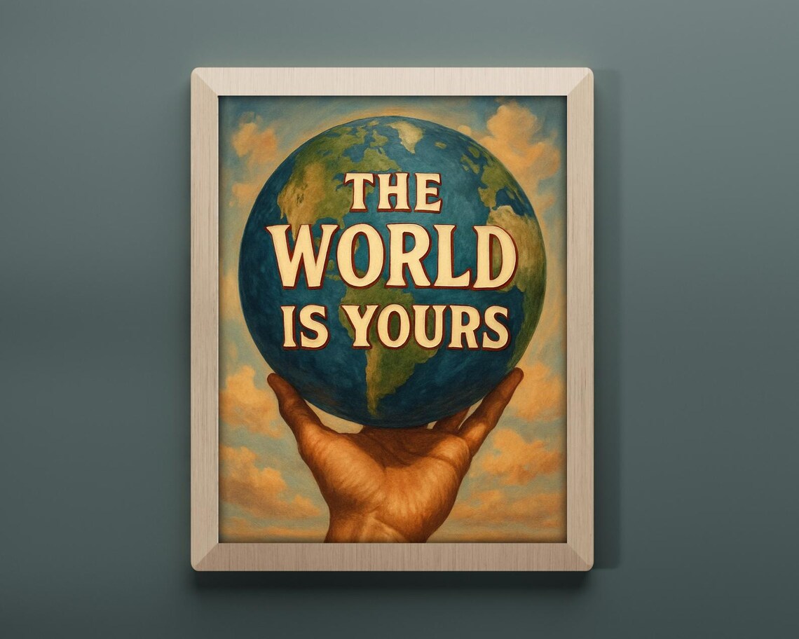 The World Is Yours - Motivational Globe Print - Image 4