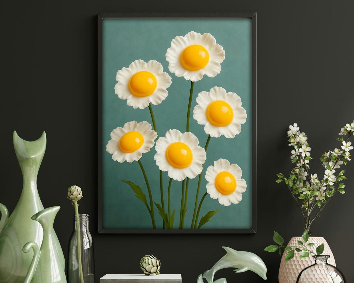 Egg Yolk Daisies Funny Kitchen Wall Art - Image 2