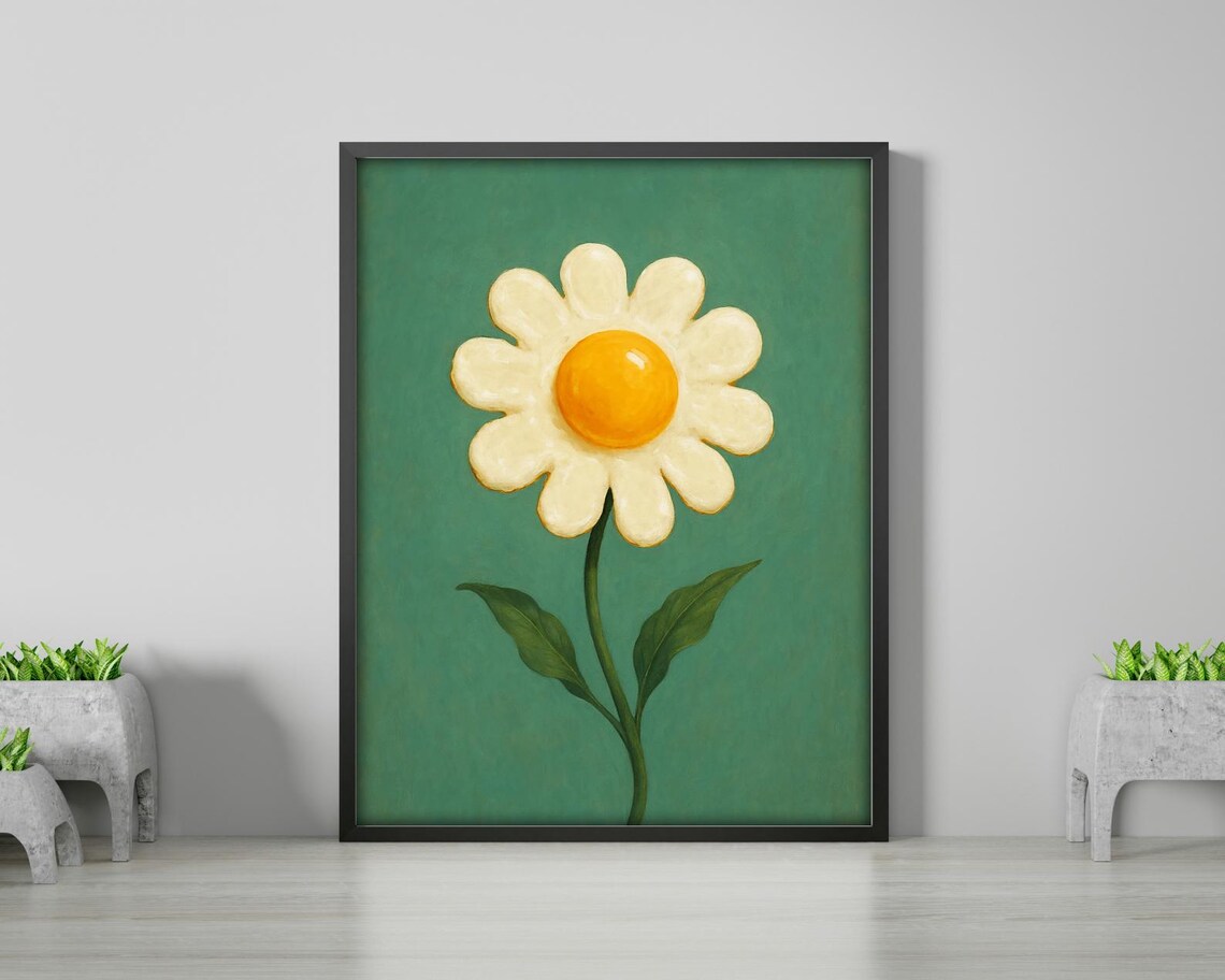Sunny Side Up Flower Playful Egg Daisy Kitchen Art Print - Image 2