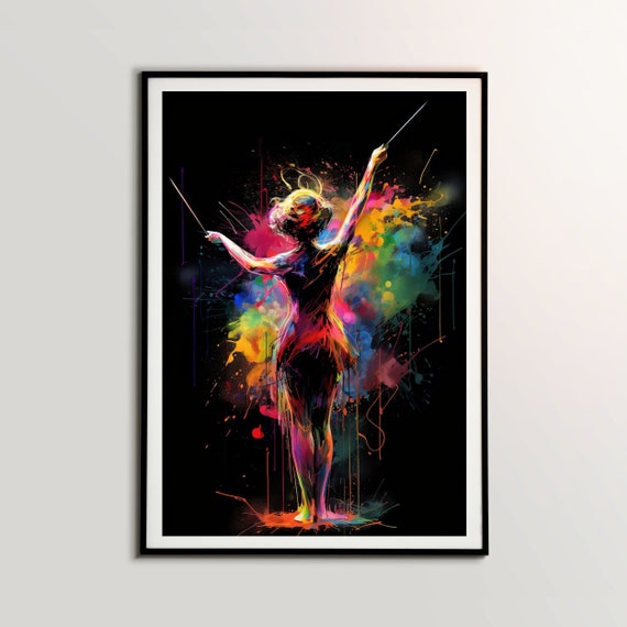 Female Conductor Poster Musical Instrument Music Wall Art Studio Decor Musical Gift Home Decor