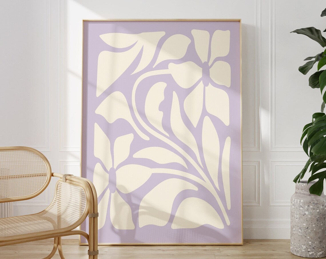 Soft Lilac Bold Abstract Floral Organic Shapes Modern Art Poster