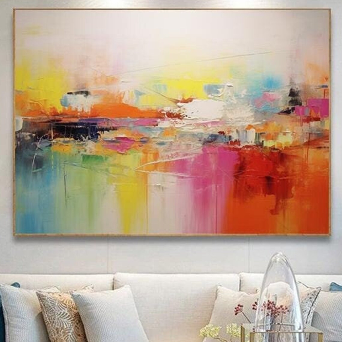 Bright Sunny Color Wash Abstract In Yellow Orange Pink Teal Poster