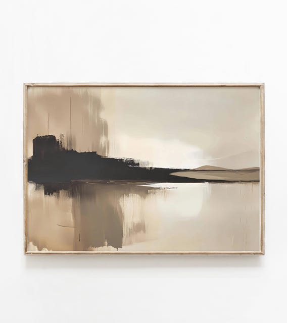 Abstract Neutral Landscape Art Print, Wabi Sabi