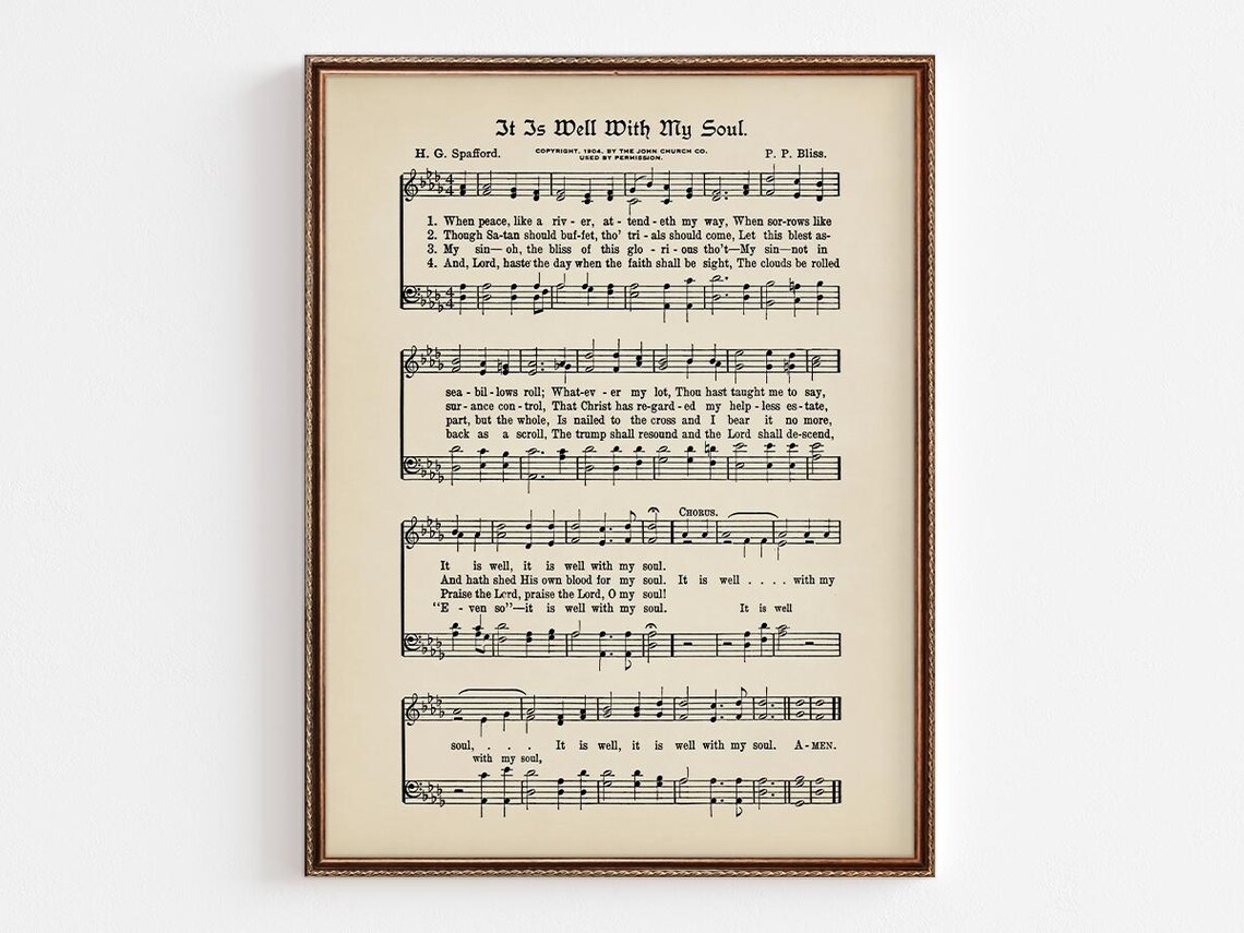It Is Well With My Soul Vintage Hymn Sheet Music Notation Print