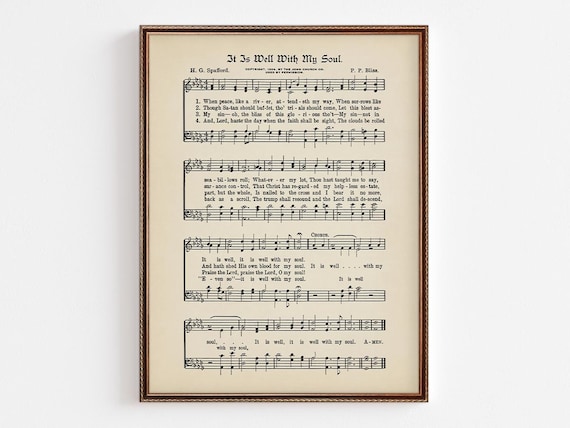 It Is Well With My Soul Vintage Hymn Sheet Music Notation Print