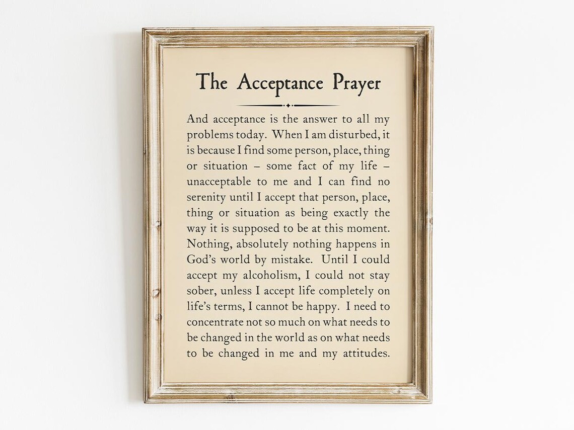 The Acceptance Prayer, Sobriety Decor Gift