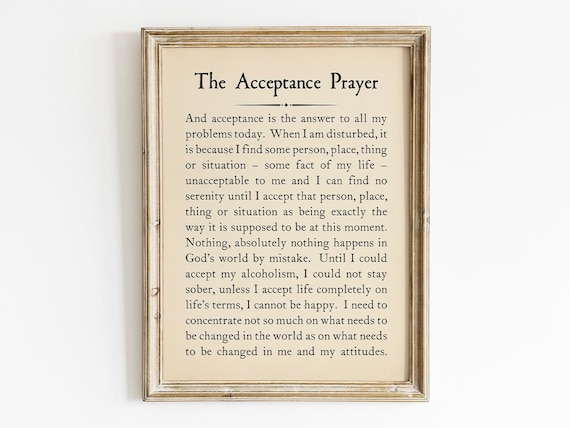 The Acceptance Prayer, Sobriety Decor Gift