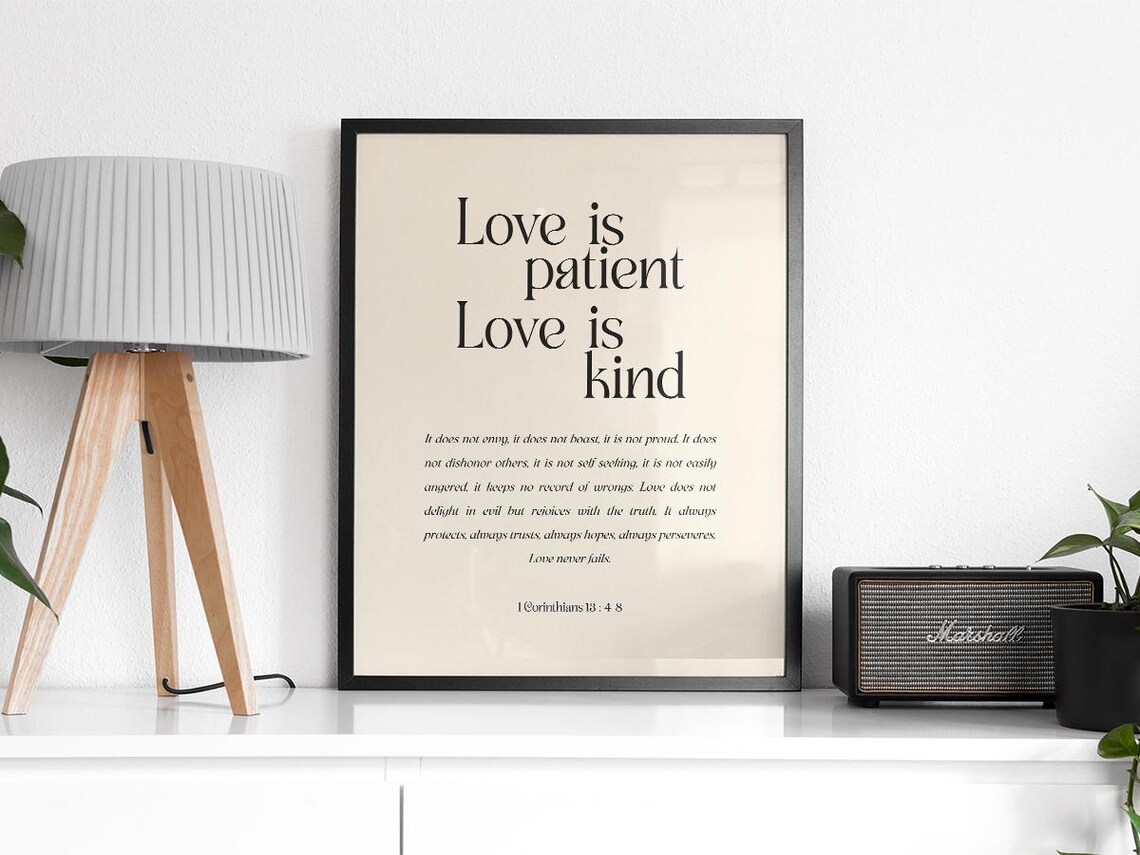 Love Is Patient Love Is Kind 1 Corinthians 13:4-8 Wedding Poster - Image 2