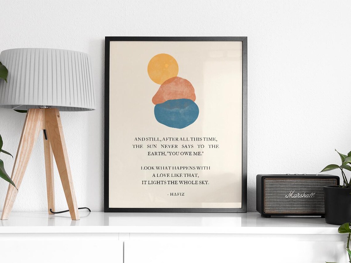 Hafiz The Sun Never Says to the Earth Love Quote Sun Wall Art - Image 2