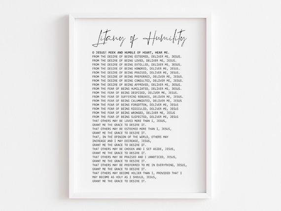 Litany Of Humility Prayer, Catholic Home Decor