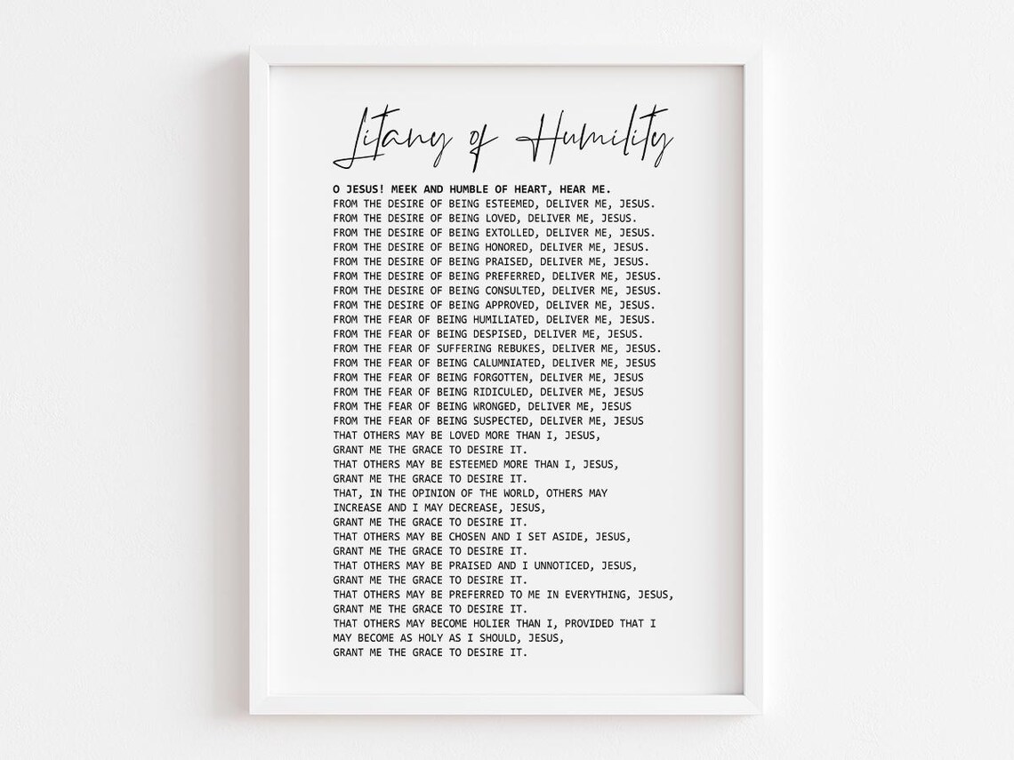 Litany Of Humility Prayer, Catholic Home Decor