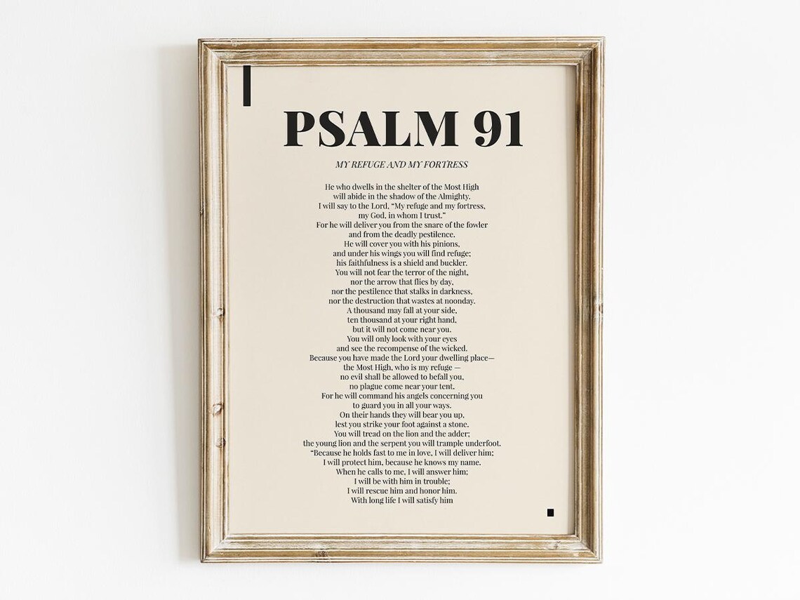 Psalm 91 My Refuge And My Fortress Bible Protection Verse Wall Art