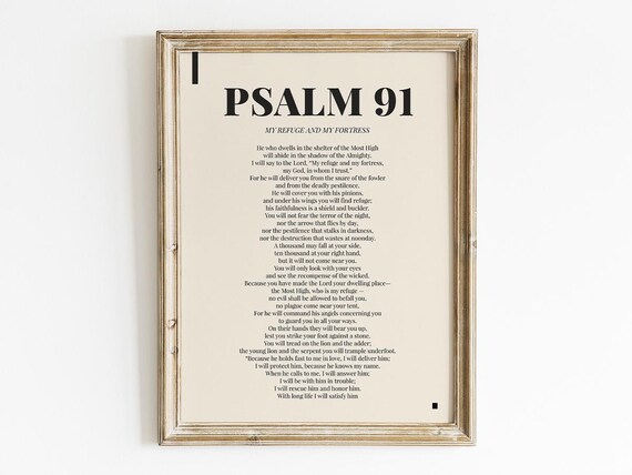 Psalm 91 My Refuge And My Fortress Bible Protection Verse Wall Art