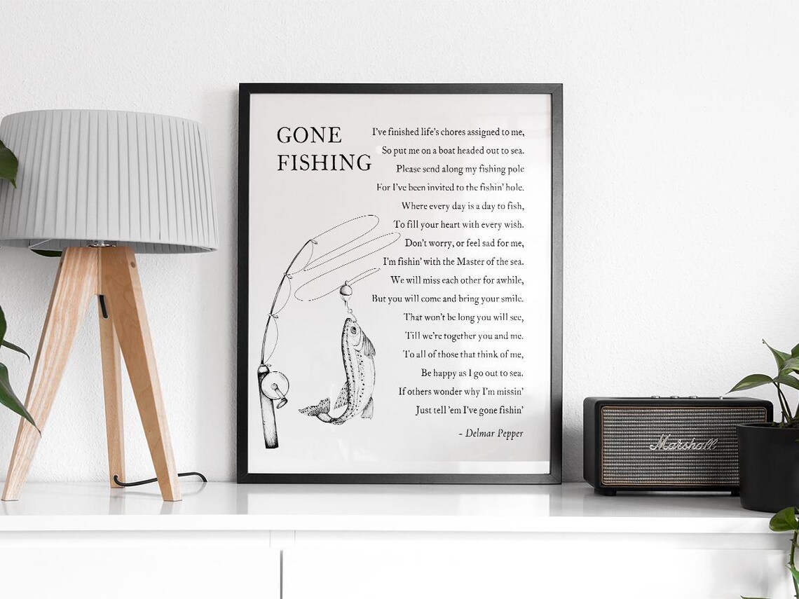 Gone Fishing Poem Memorial Tribute, Typography - Image 2