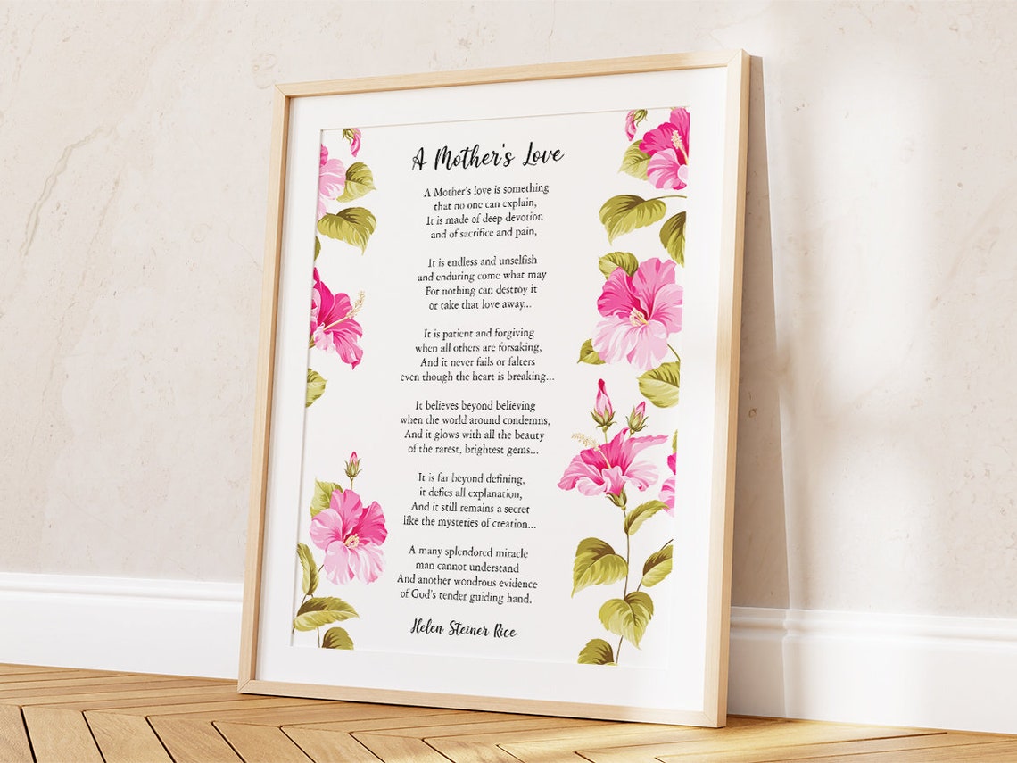 A Mothers Love Poem, Motherhood Typography Art Print - Image 3
