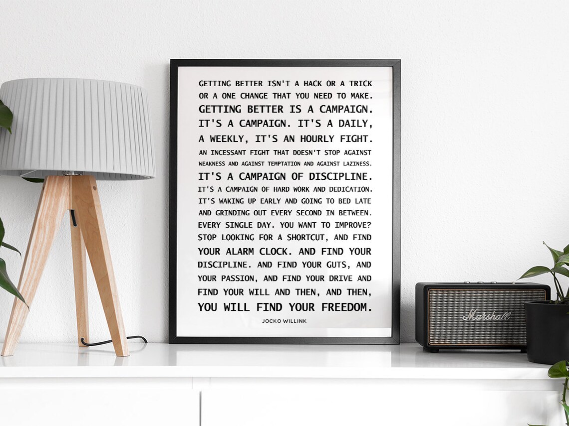Getting Better Is A Campaign Quote By Jocko Willink Workout Gym Room Wall Art Typography Decor Gifts For Son - Image 2