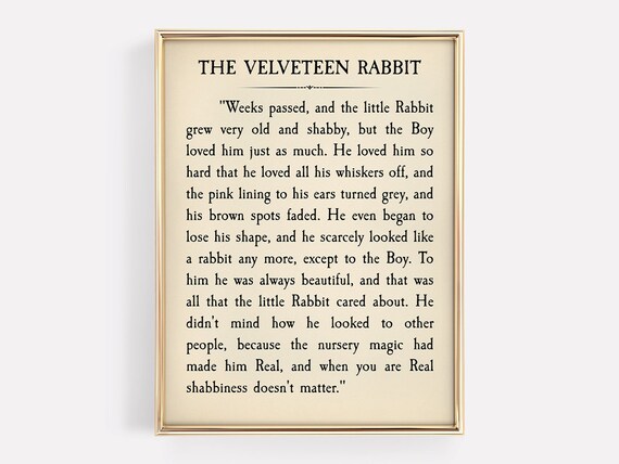 The Velveteen Rabbit Weeks Passed Margery Williams Excerpt Poster