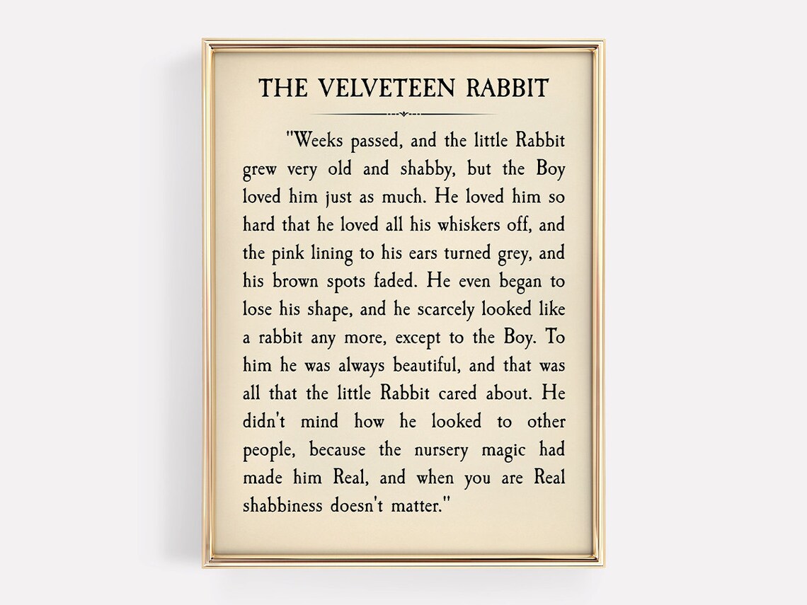 The Velveteen Rabbit Weeks Passed Margery Williams Excerpt Poster