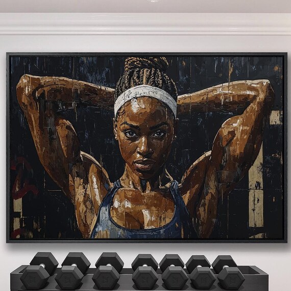 Strong Athletic Woman Arms Raised Fitness Painting Sports Art Poster