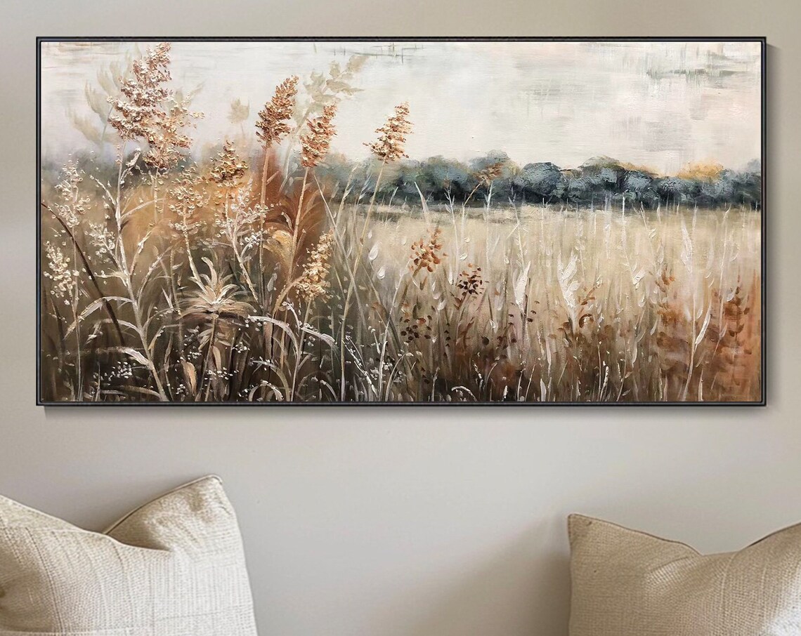 Autumn Reeds Abstract Modern Impressionism Art Print