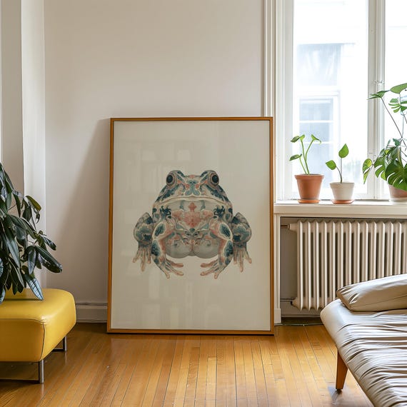 Japandi Frog Poster Minimalist Toad Wall Art Wabi Sabi Animal Print Neutral Nature Decor For Calm Modern Interiors No 115