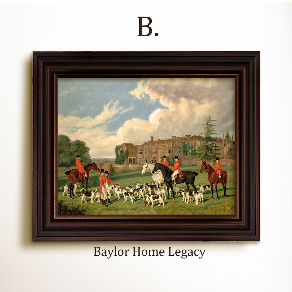 English Fox Hunt Oil Painting Art Print, Castle Scene - Image 4