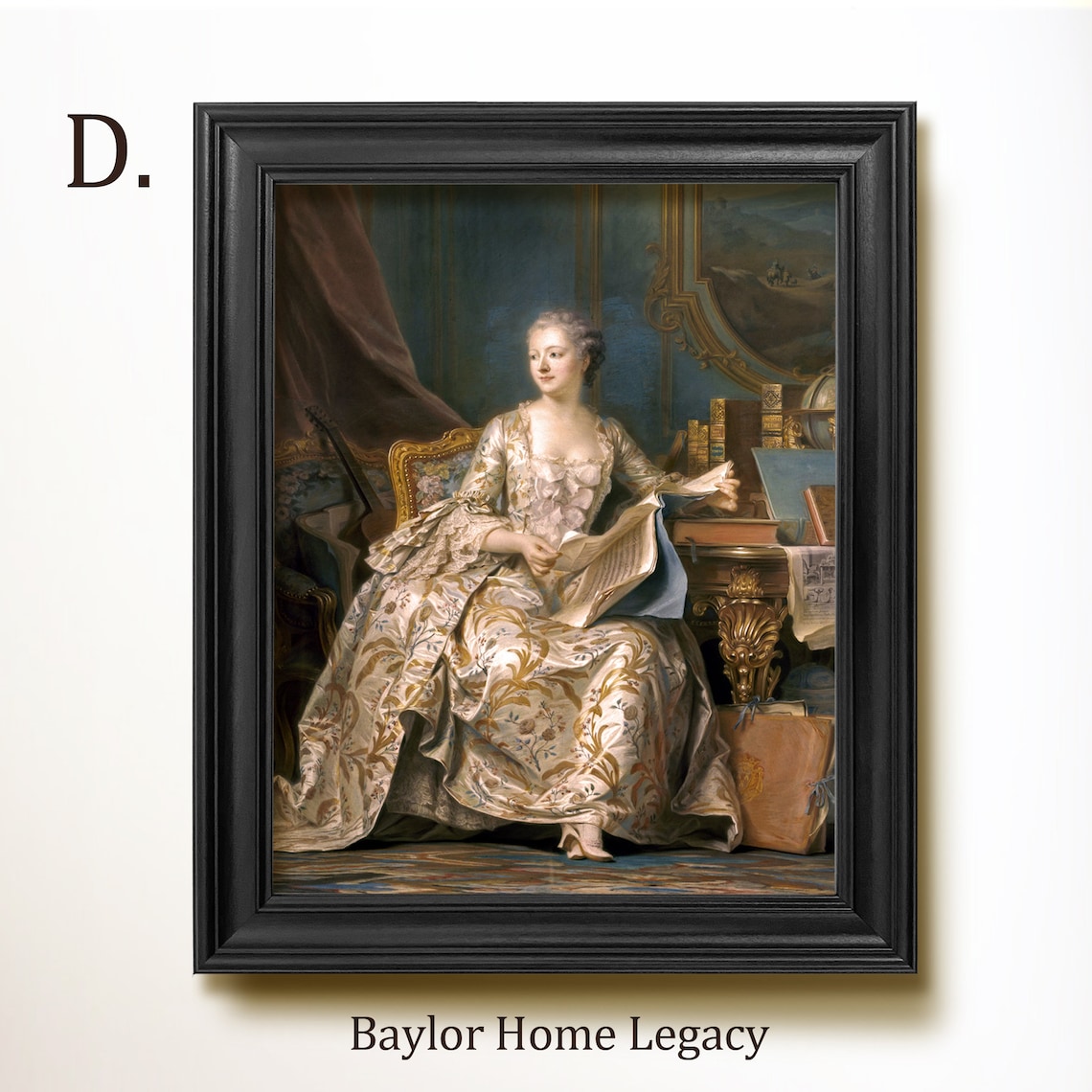 French Woman Portrait, Classic Oil Painting Print - Image 2