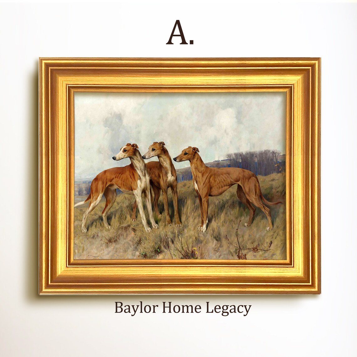 Greyhound Antique Oil Painting, Fine Art Print - Image 5