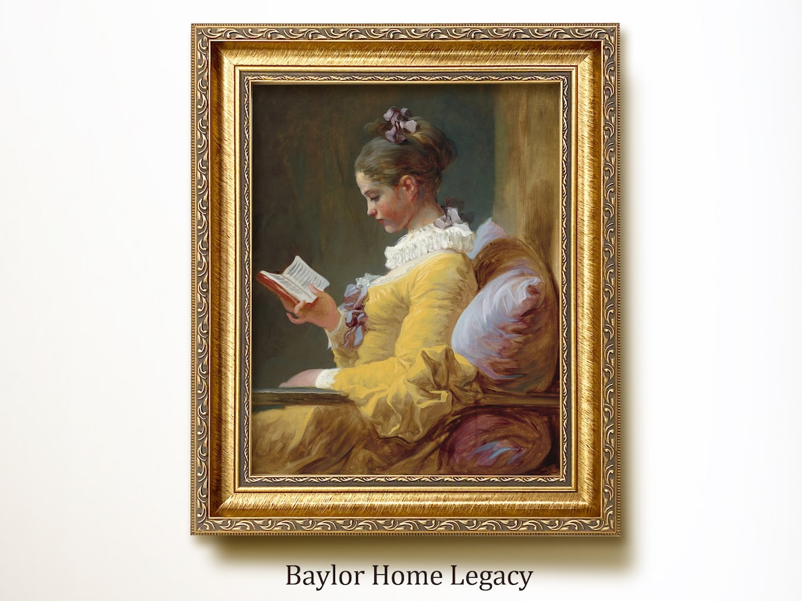 18th Century Woman Reading, Vintage French Portrait Art Print
