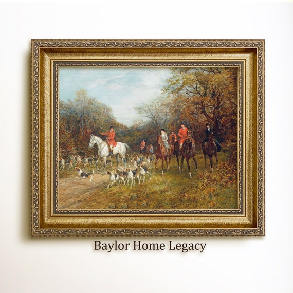Fox Hunting Scene, Equestrian Oil-Painting Art Print