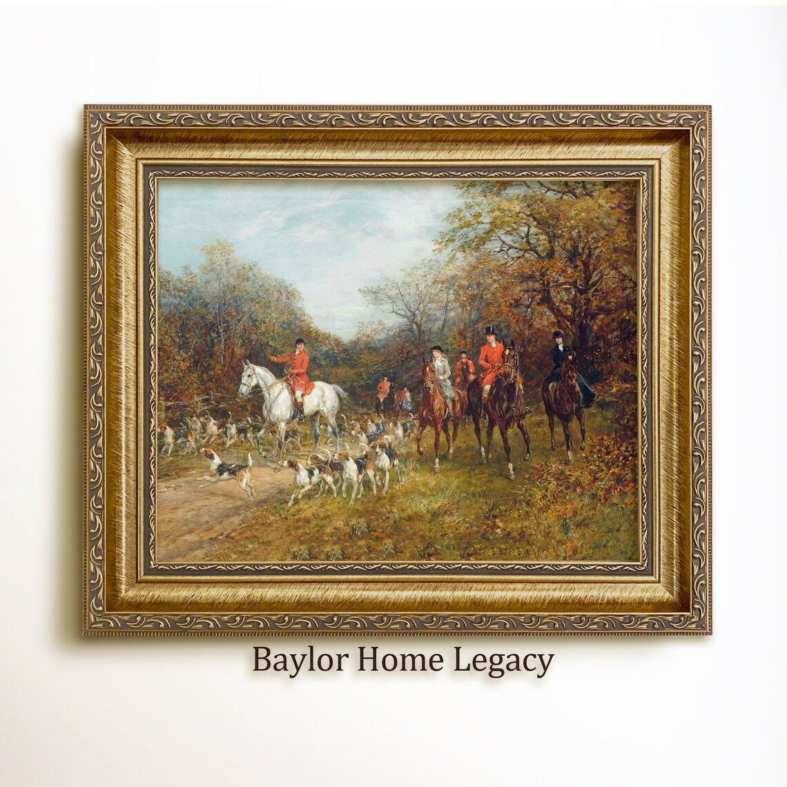 Fox Hunting Scene, Equestrian Oil-Painting Art Print