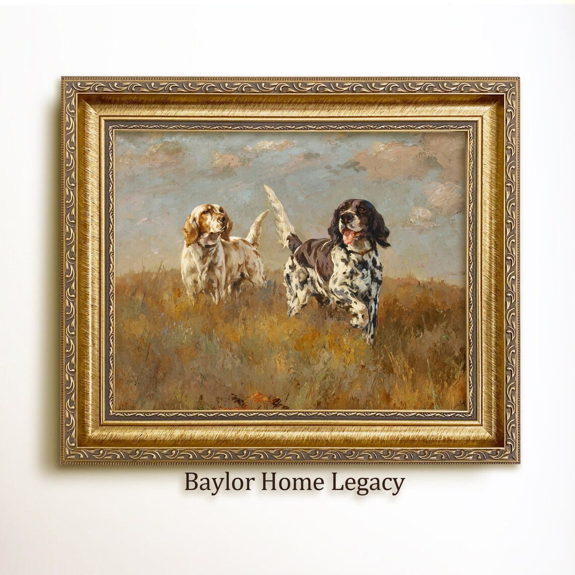 English Setters Vintage Hunting Dogs Art Print