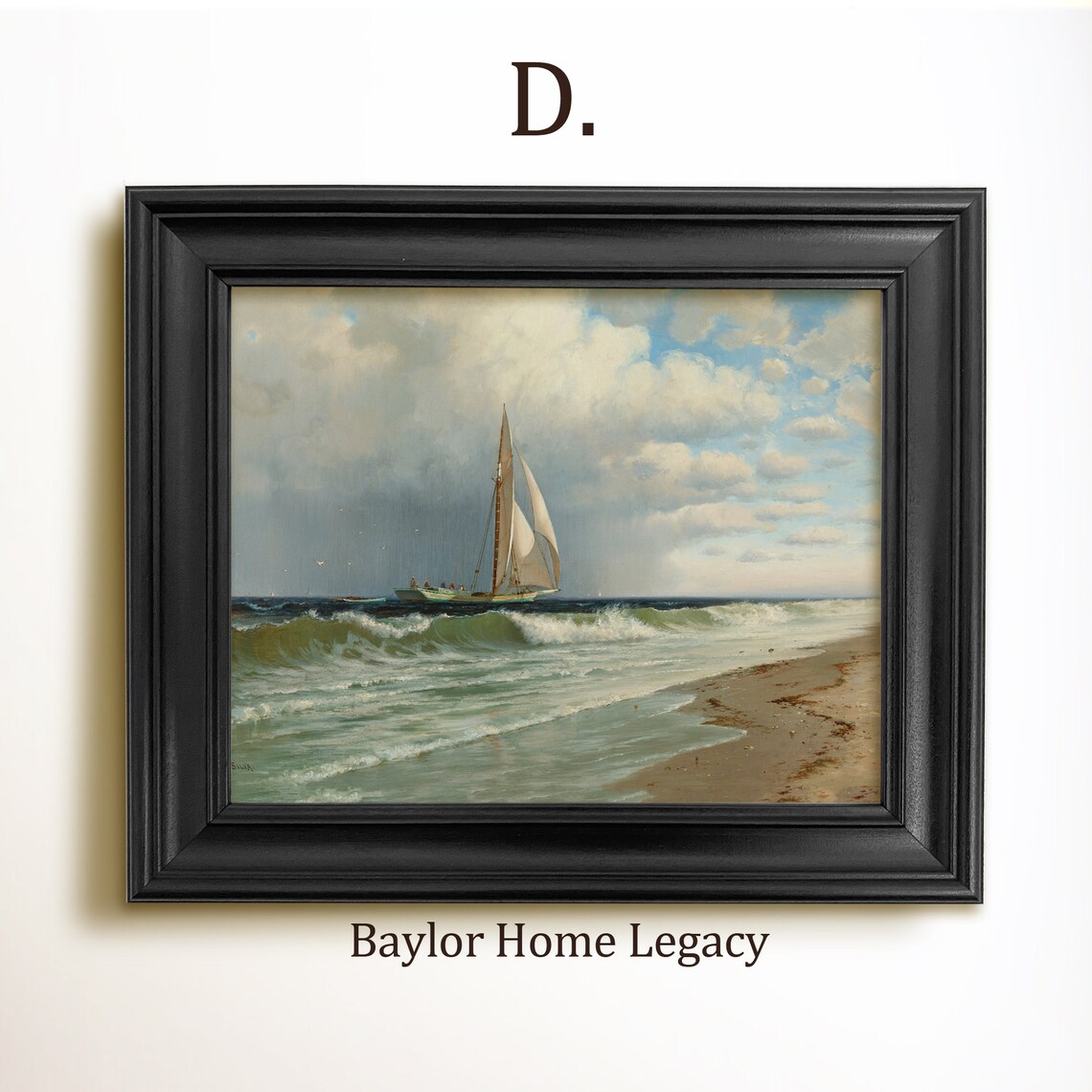Vintage Ocean Sailboat Art Print, Nautical Wall Art - Image 2